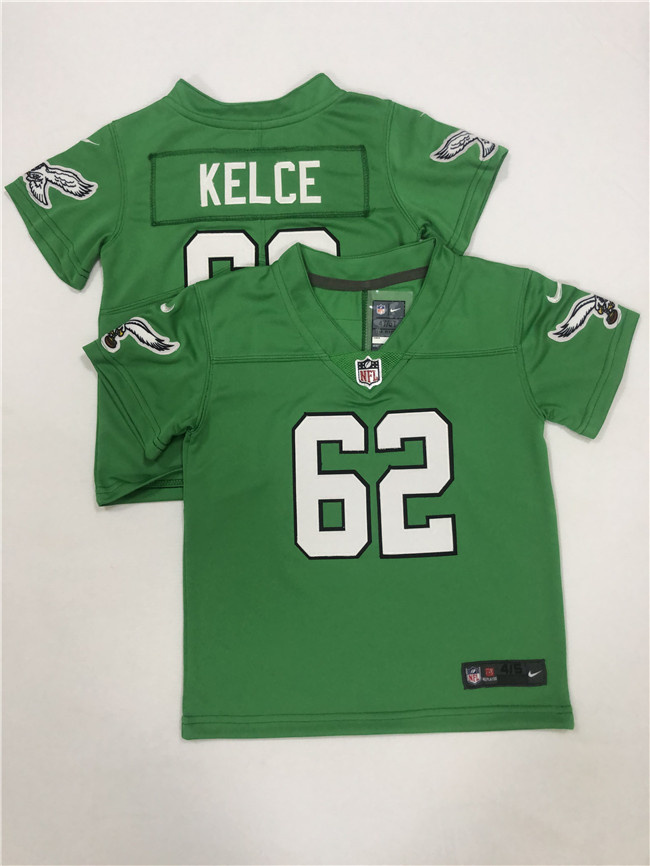 Toddlers Philadelphia Eagles #62 Jason Kelce Green Vapor Throwback Stitched Football Jersey Toddlers Philadelphia Eagles #62 Jason Kelce Green Vapor Throwback Stitched Football Jersey